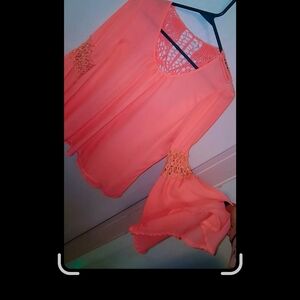 Coral Tunic With Crochet🩷